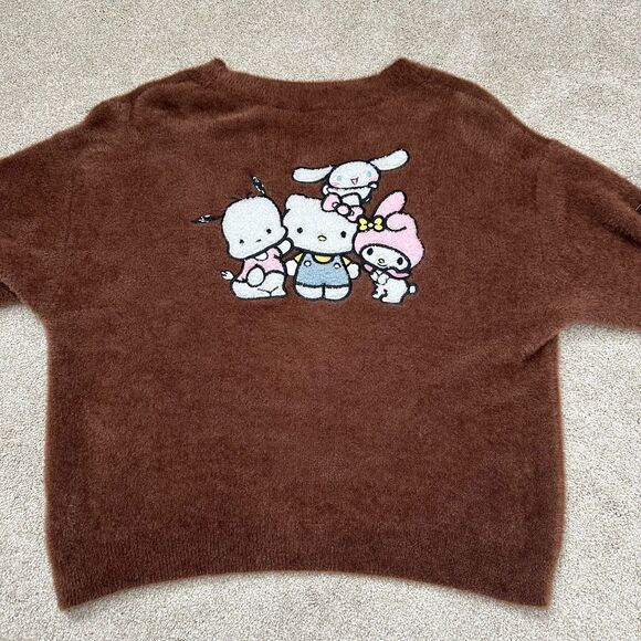 Sanrio Hello Kitty & Friends Graphic Brown Cardigan Women's Size XXL - Picture 2 of 7